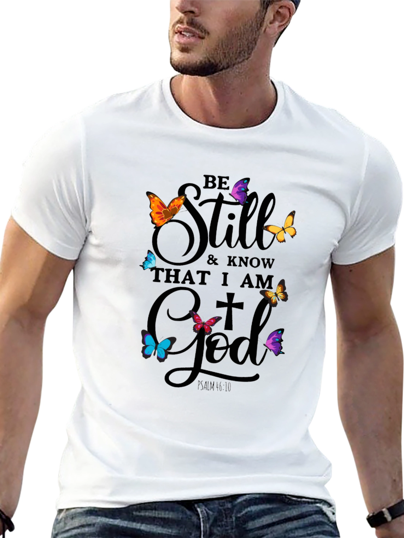 Be Still God Butterfly T-Shirt - Christian Apparel