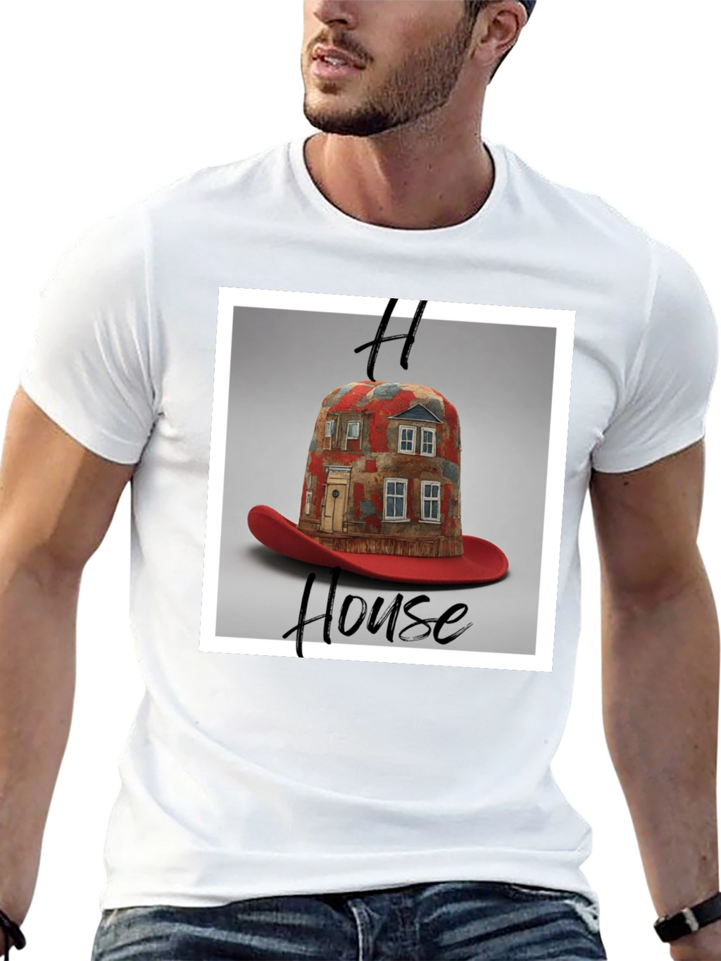 House Hat T-Shirt: Unique Graphic Tee
