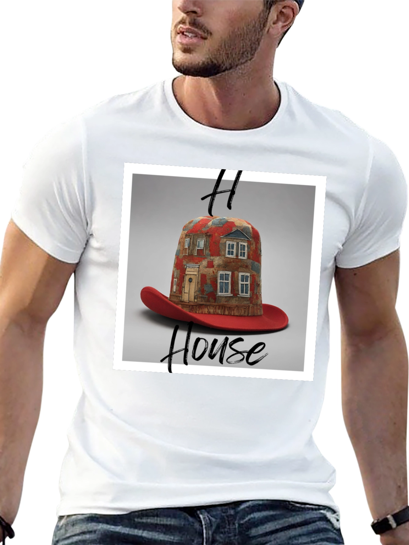 House Hat T-Shirt: Unique Graphic Tee