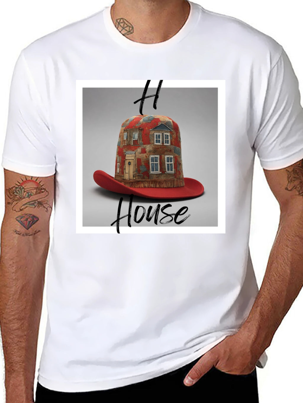 House Hat T-Shirt: Unique Graphic Tee