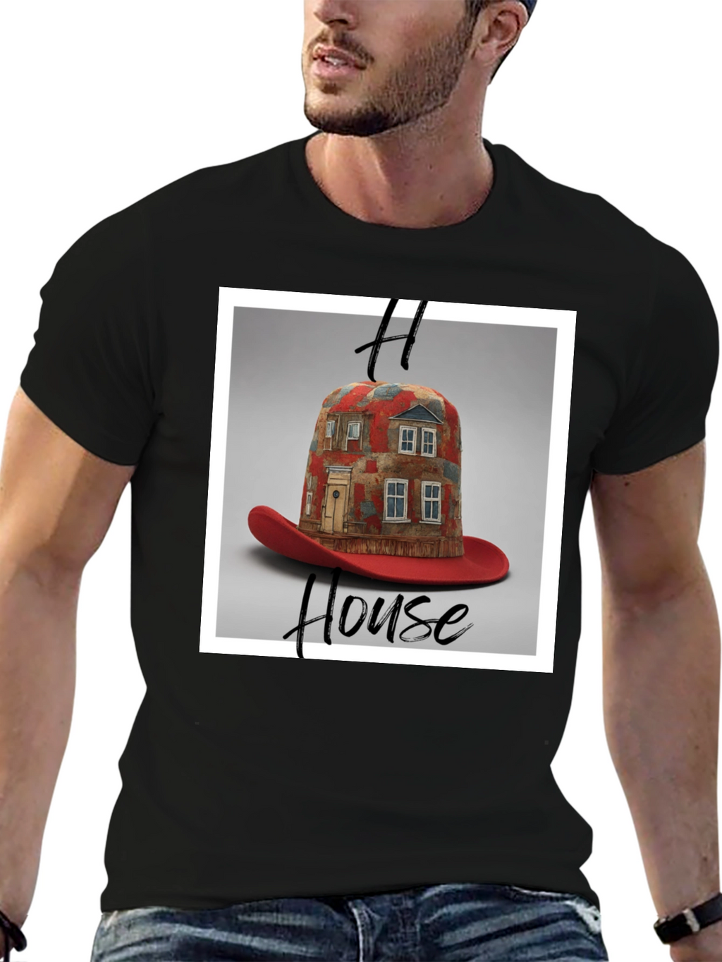 House Hat T-Shirt: Unique Graphic Tee
