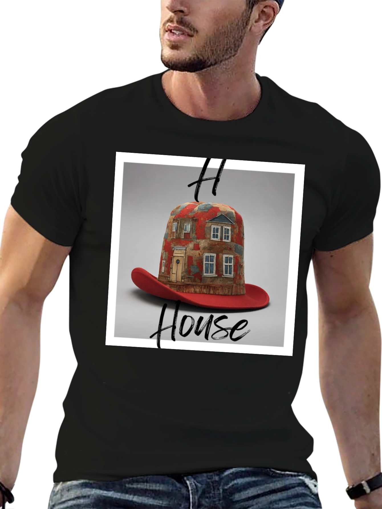 House Hat T-Shirt: Unique Graphic Tee
