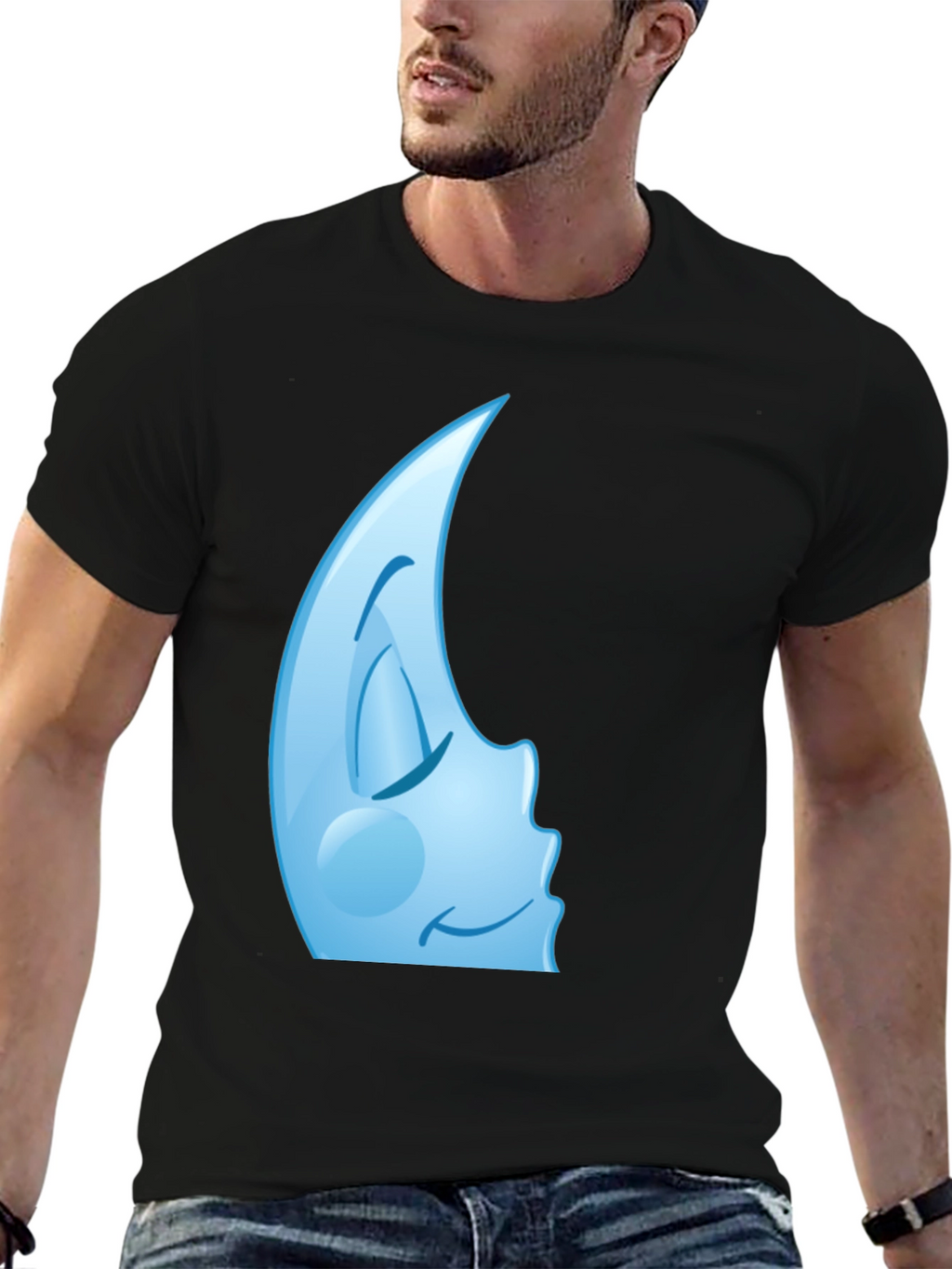 Sleepy Moon Graphic Tee - Stylish Black Cotton T-Shirt