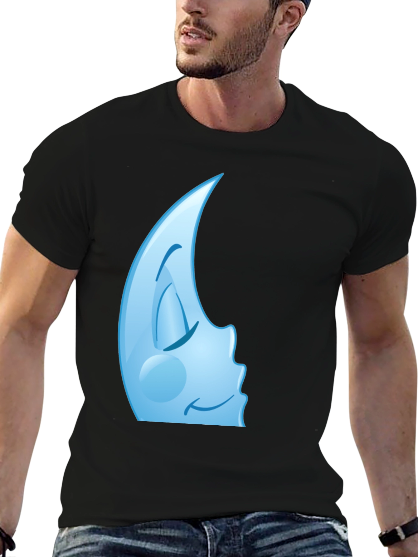 Sleepy Moon Graphic Tee - Stylish Black Cotton T-Shirt