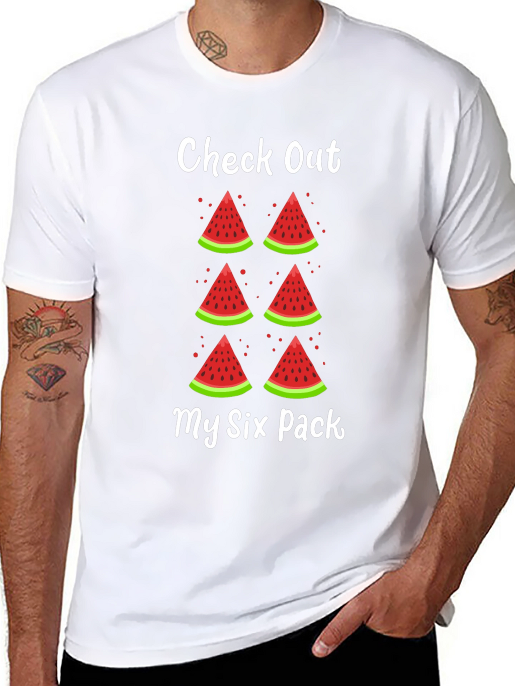 Funny Watermelon Six Pack Graphic T-Shirt