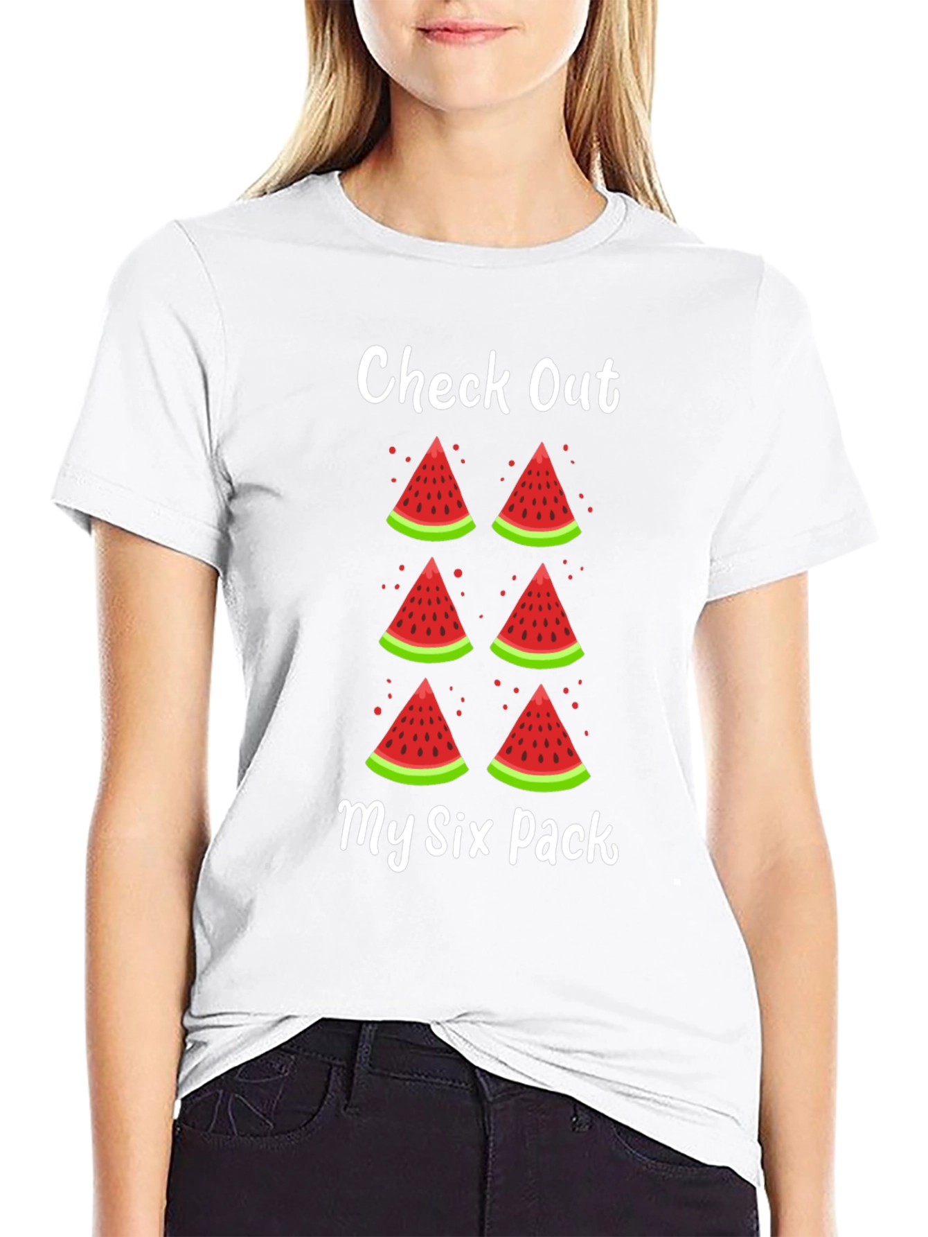 Funny Watermelon Six Pack Graphic T-Shirt
