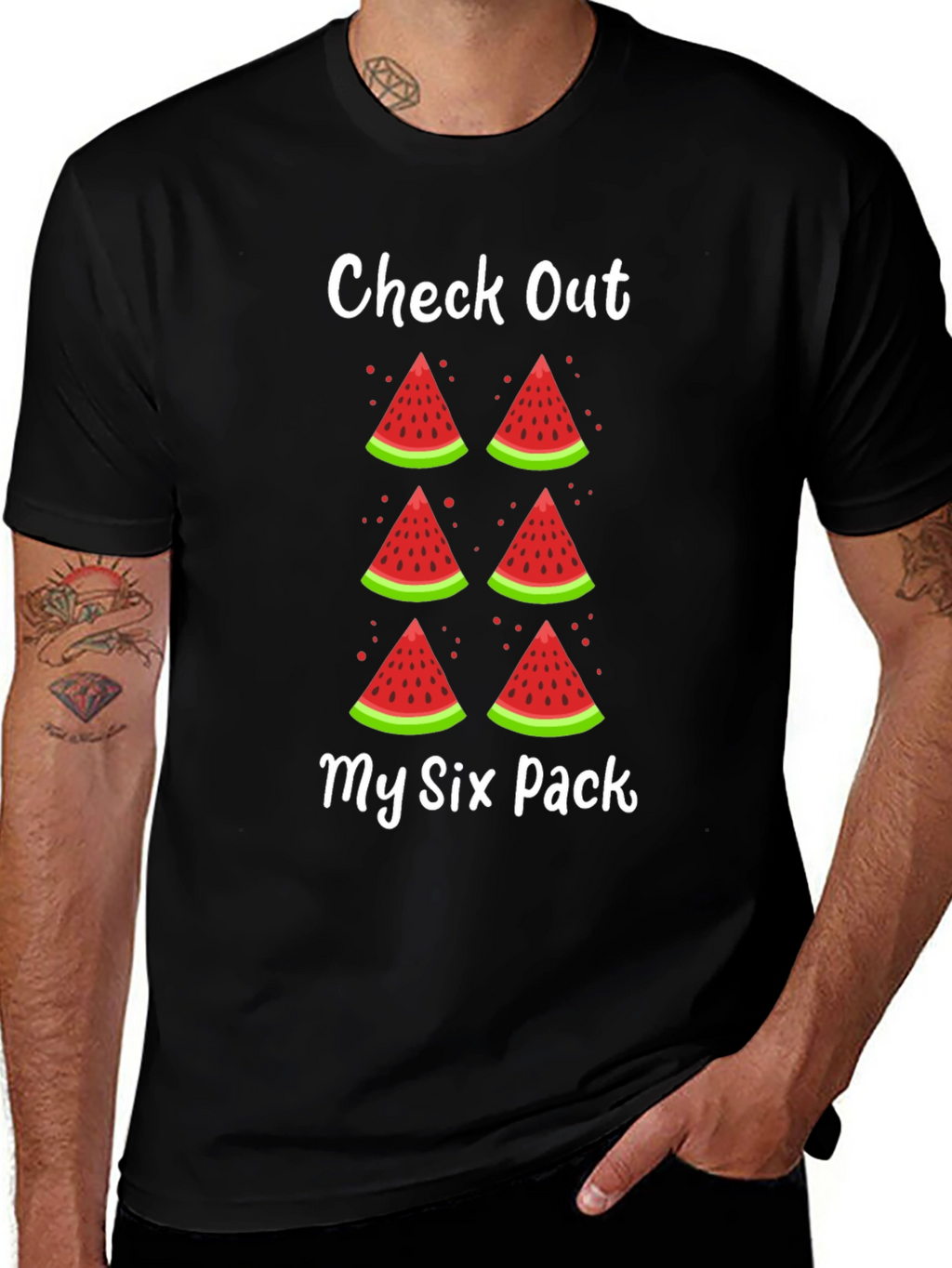 Funny Watermelon Six Pack Graphic T-Shirt