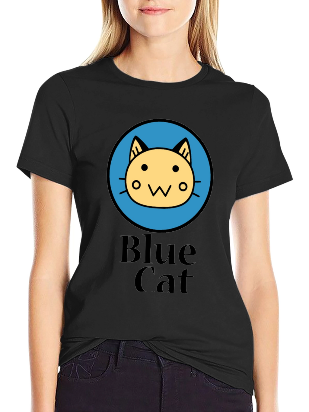 Blue Cat Graphic T-Shirt