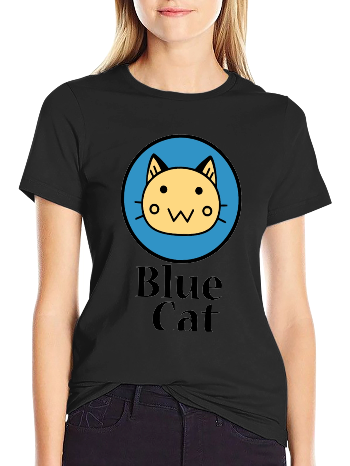 Blue Cat Graphic T-Shirt