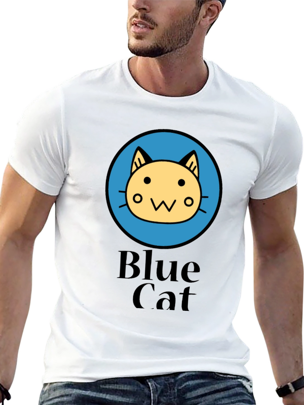 Blue Cat Graphic T-Shirt
