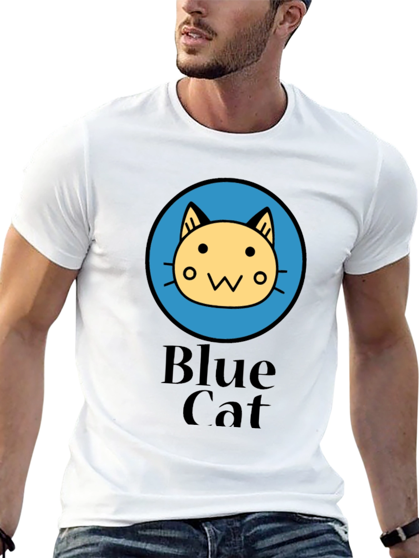 Blue Cat Graphic T-Shirt