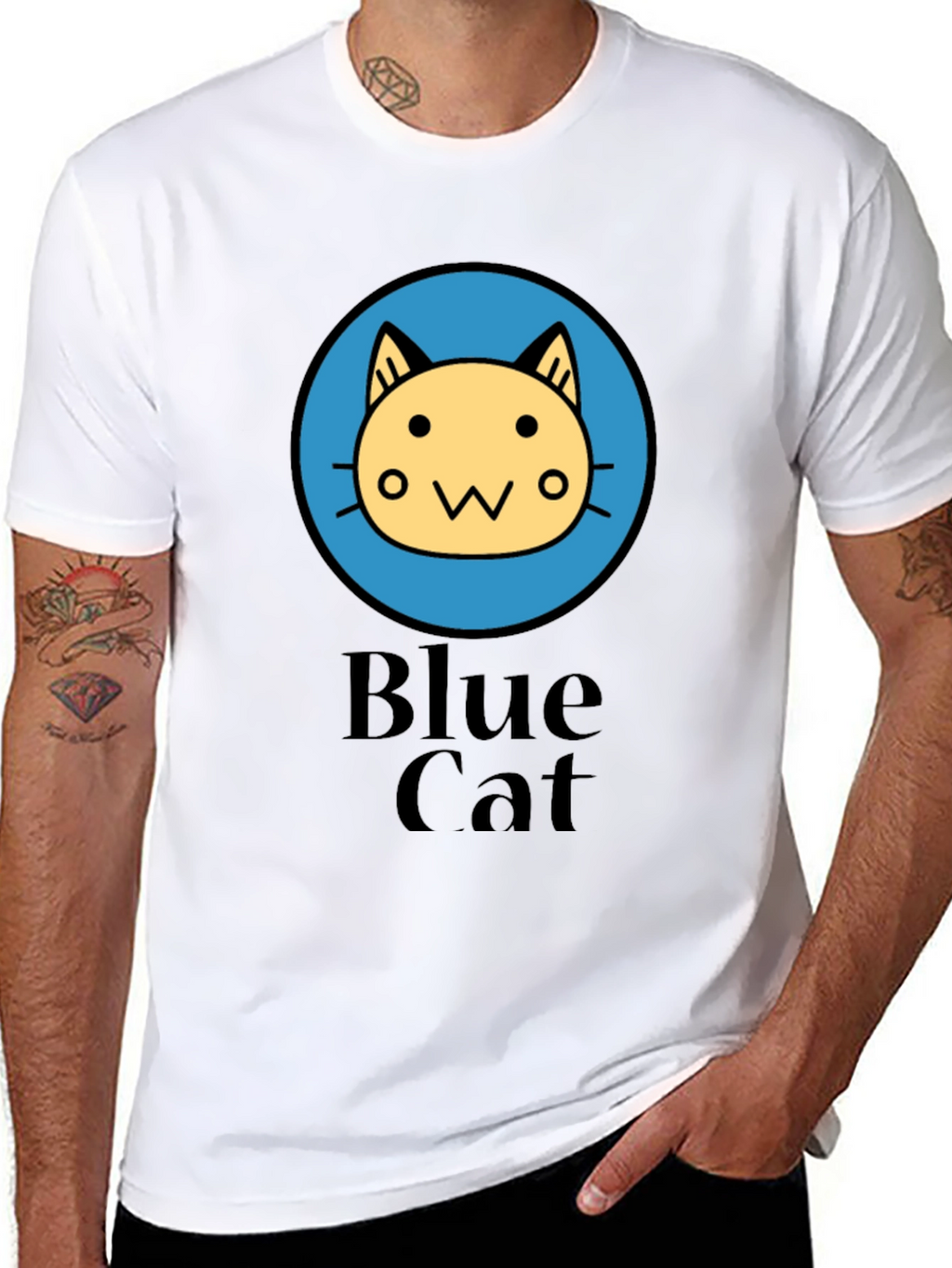 Blue Cat Graphic T-Shirt