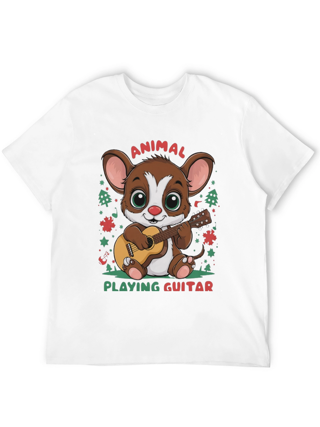 Cute Animal Playing Guitar Graphic T-Shirt
