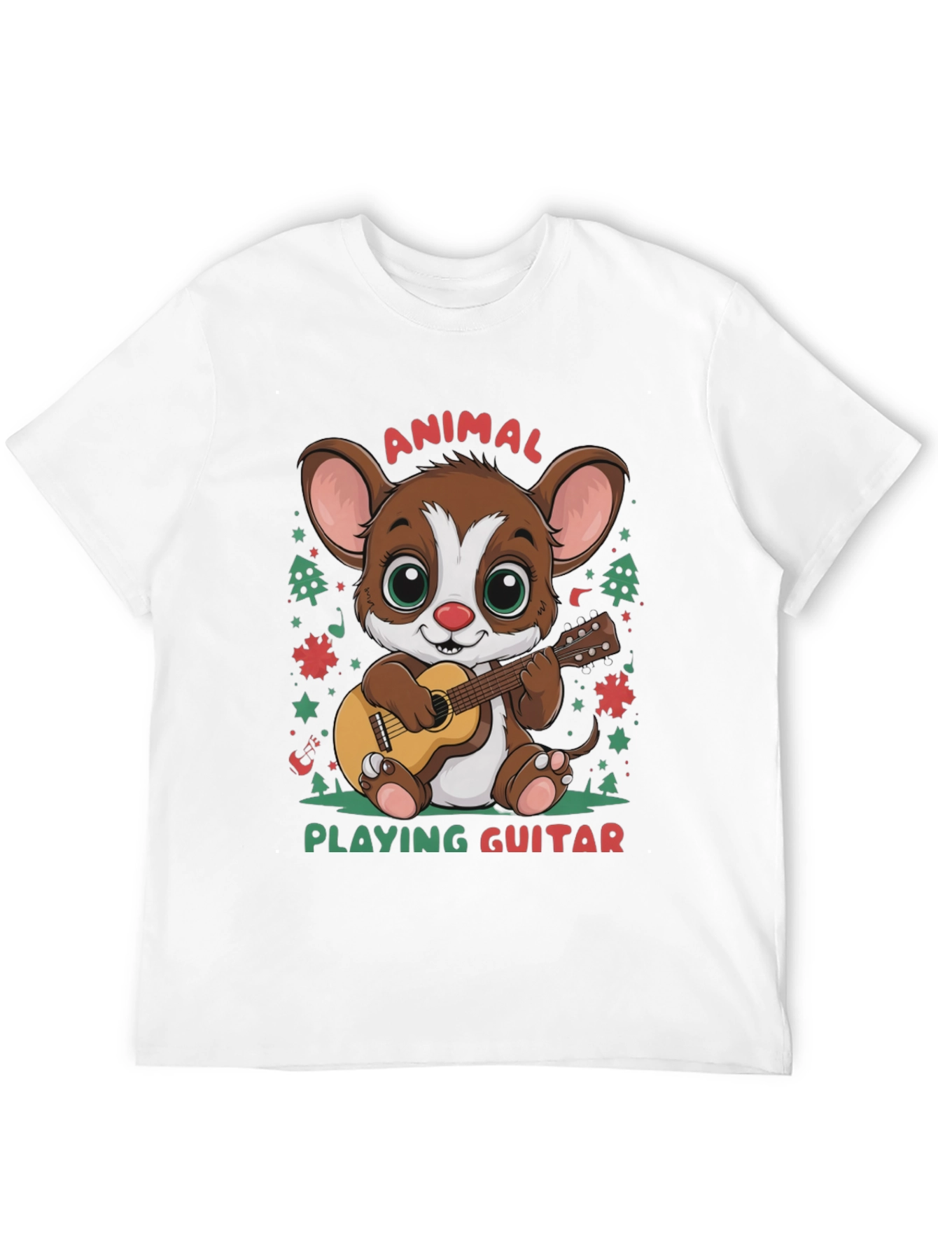 Cute Animal Playing Guitar Graphic T-Shirt