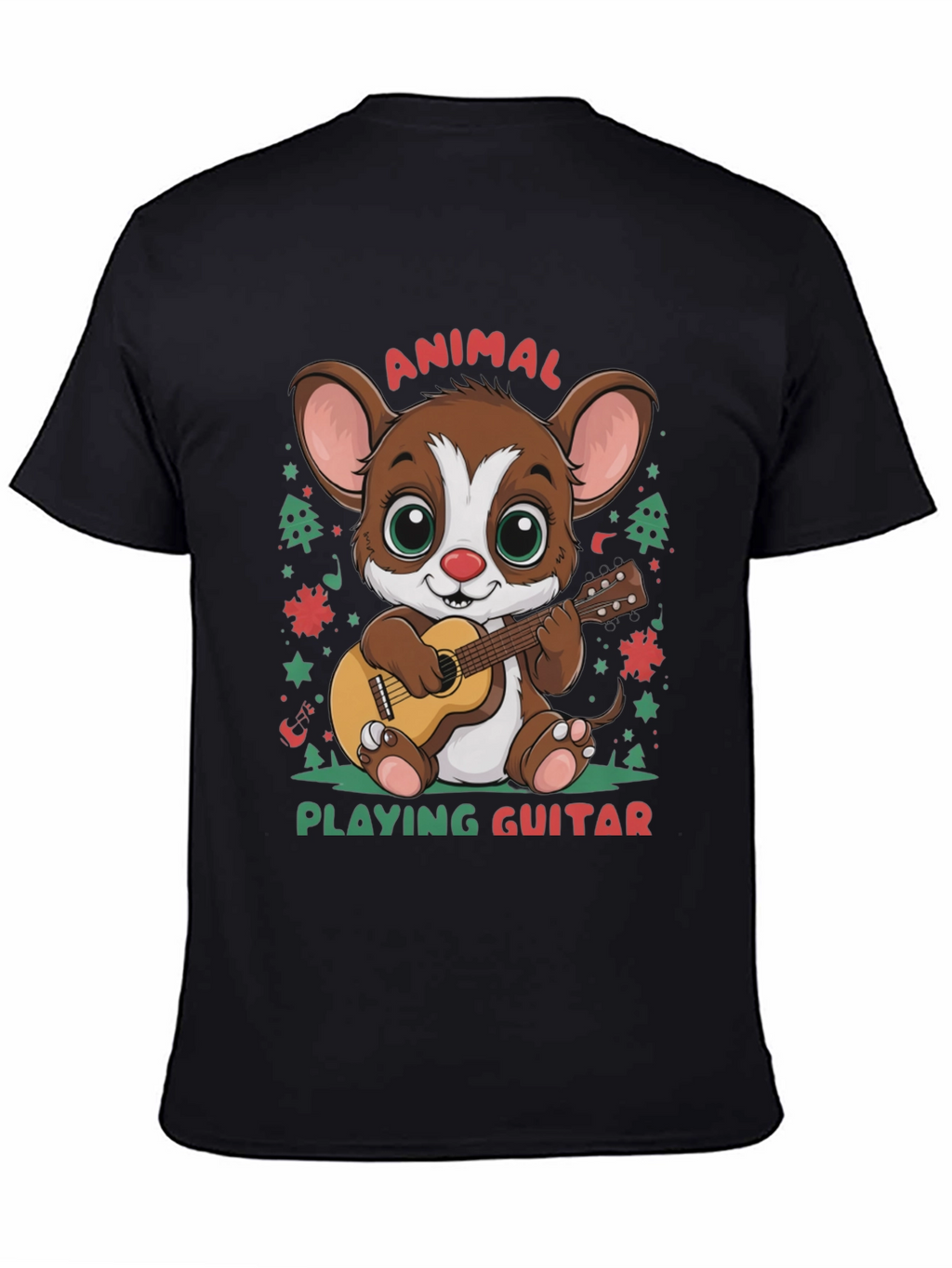 Cute Animal Playing Guitar Graphic T-Shirt
