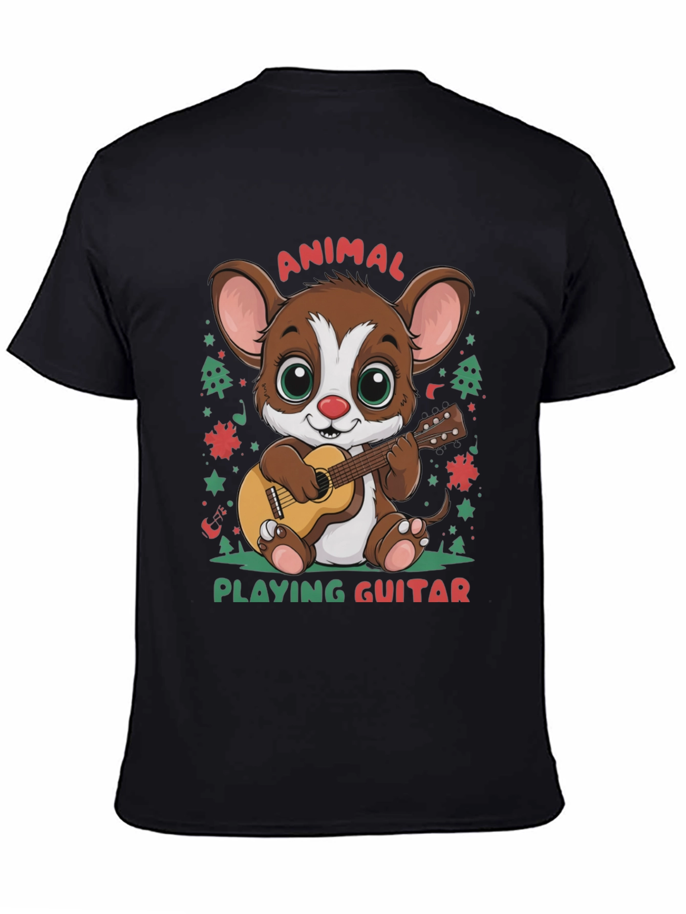 Cute Animal Playing Guitar Graphic T-Shirt
