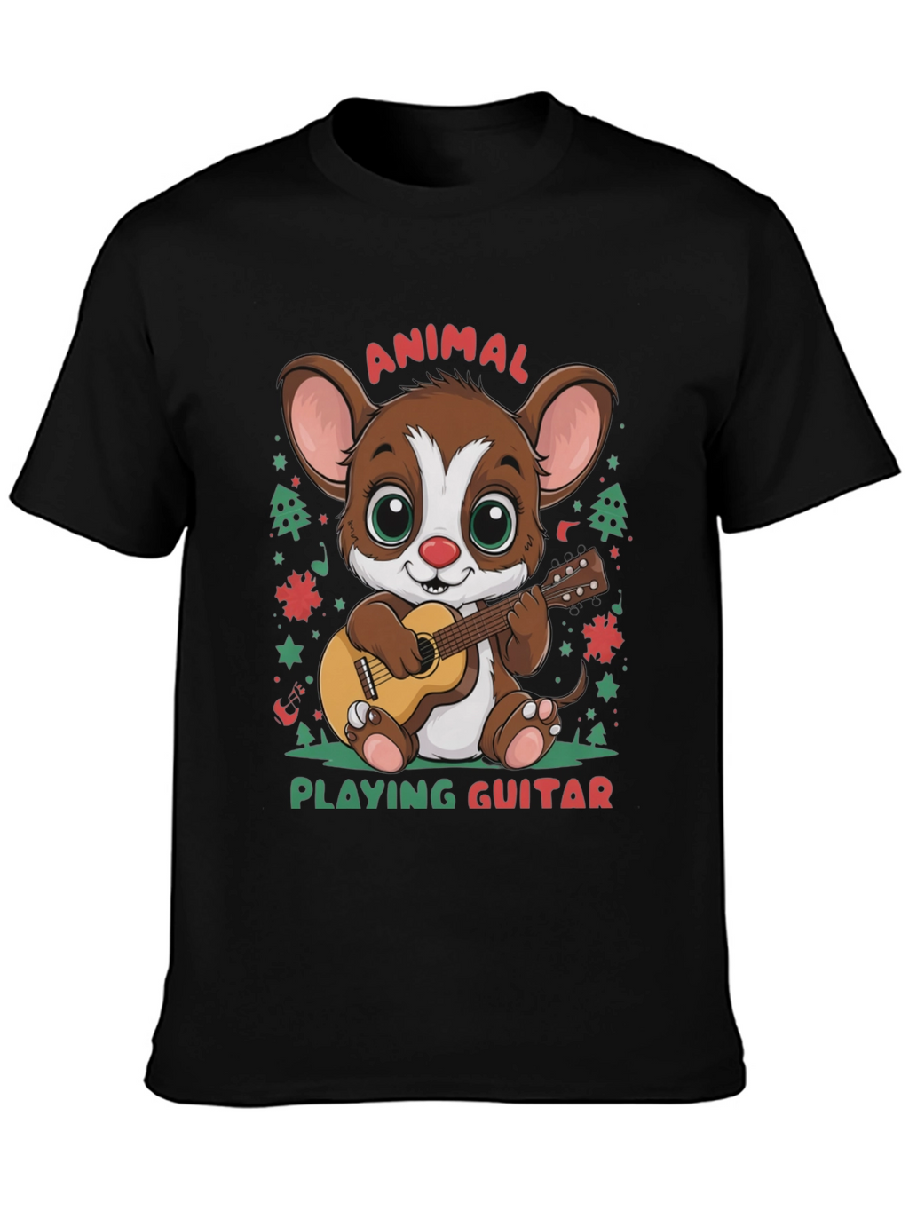 Cute Animal Playing Guitar Graphic T-Shirt