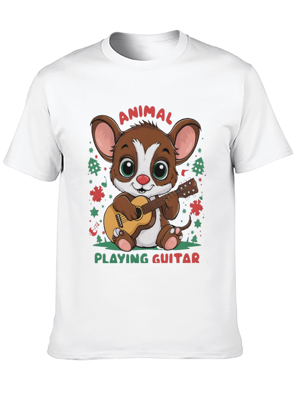 Cute Animal Playing Guitar Graphic T-Shirt