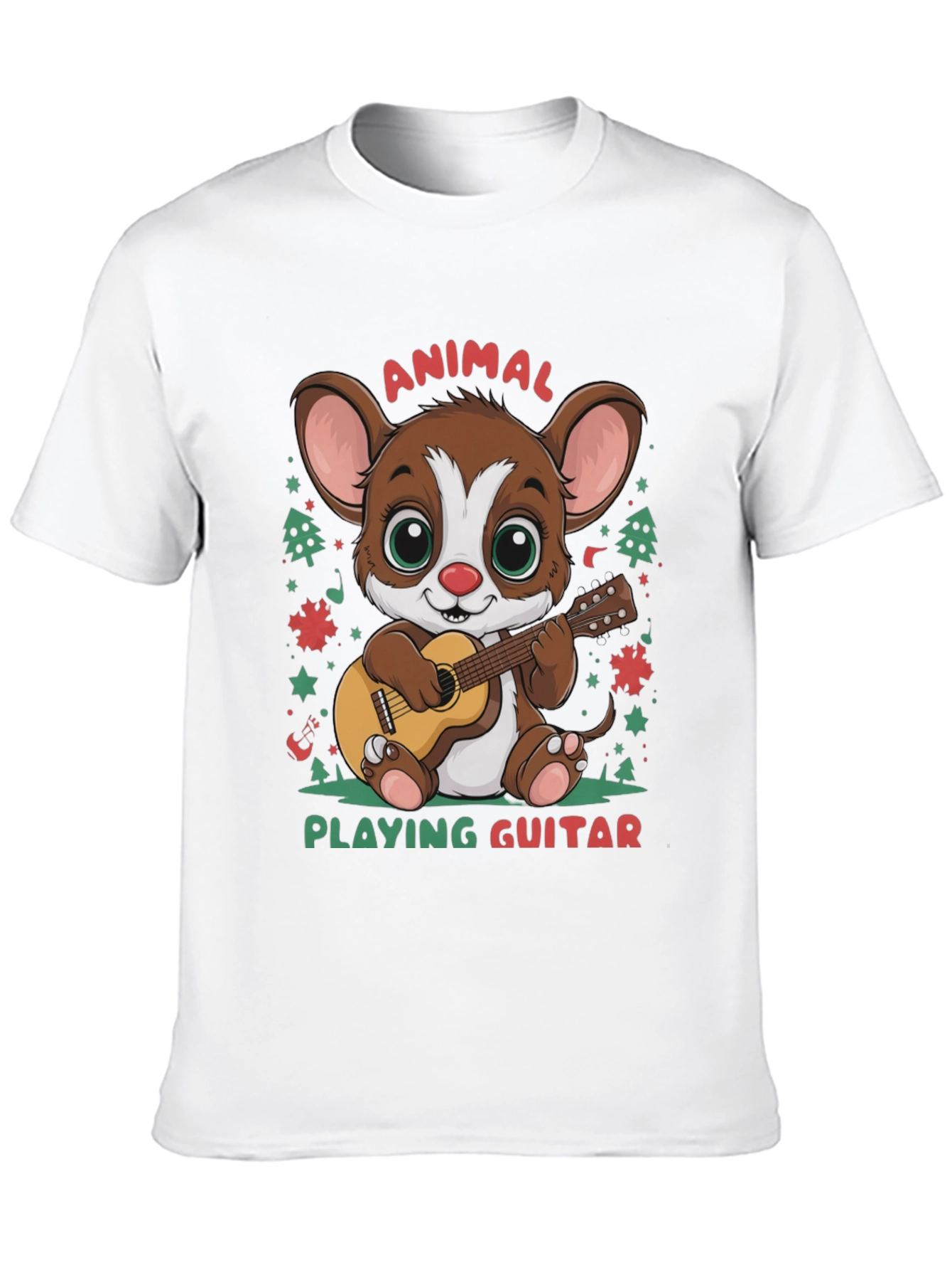 Cute Animal Playing Guitar Graphic T-Shirt
