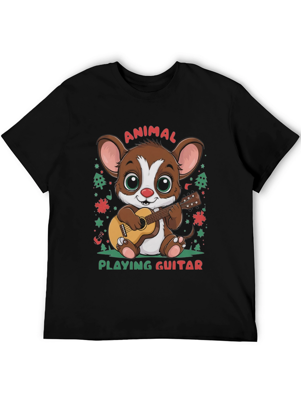 Cute Animal Playing Guitar Graphic T-Shirt