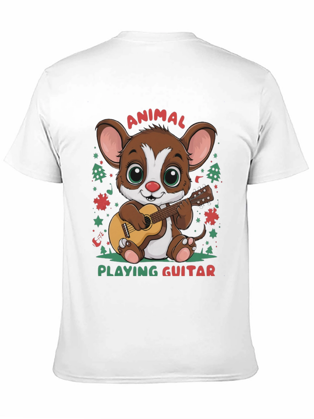 Cute Animal Playing Guitar Graphic T-Shirt
