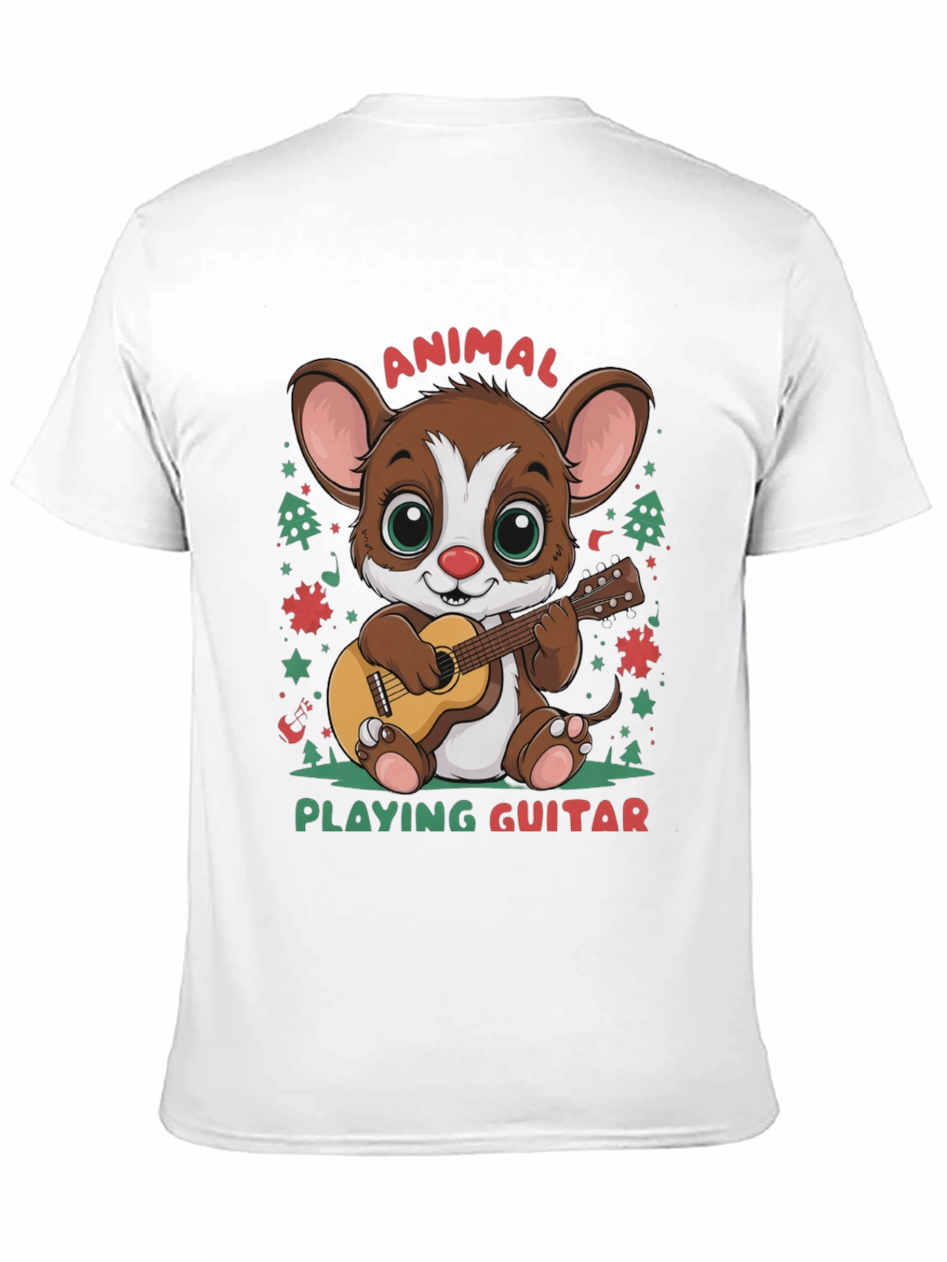 Cute Animal Playing Guitar Graphic T-Shirt