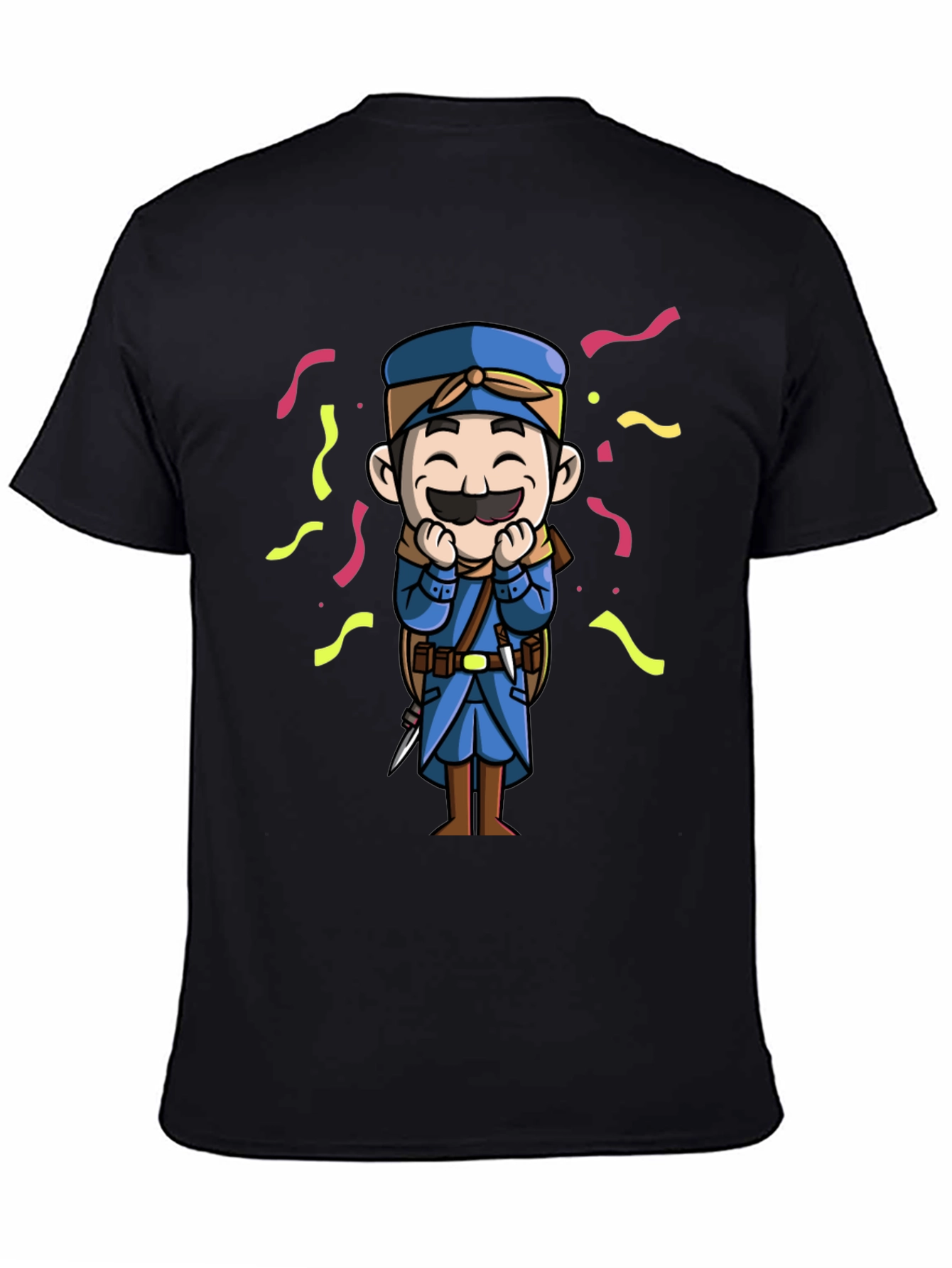 Cartoon Character Graphic Tee - Black