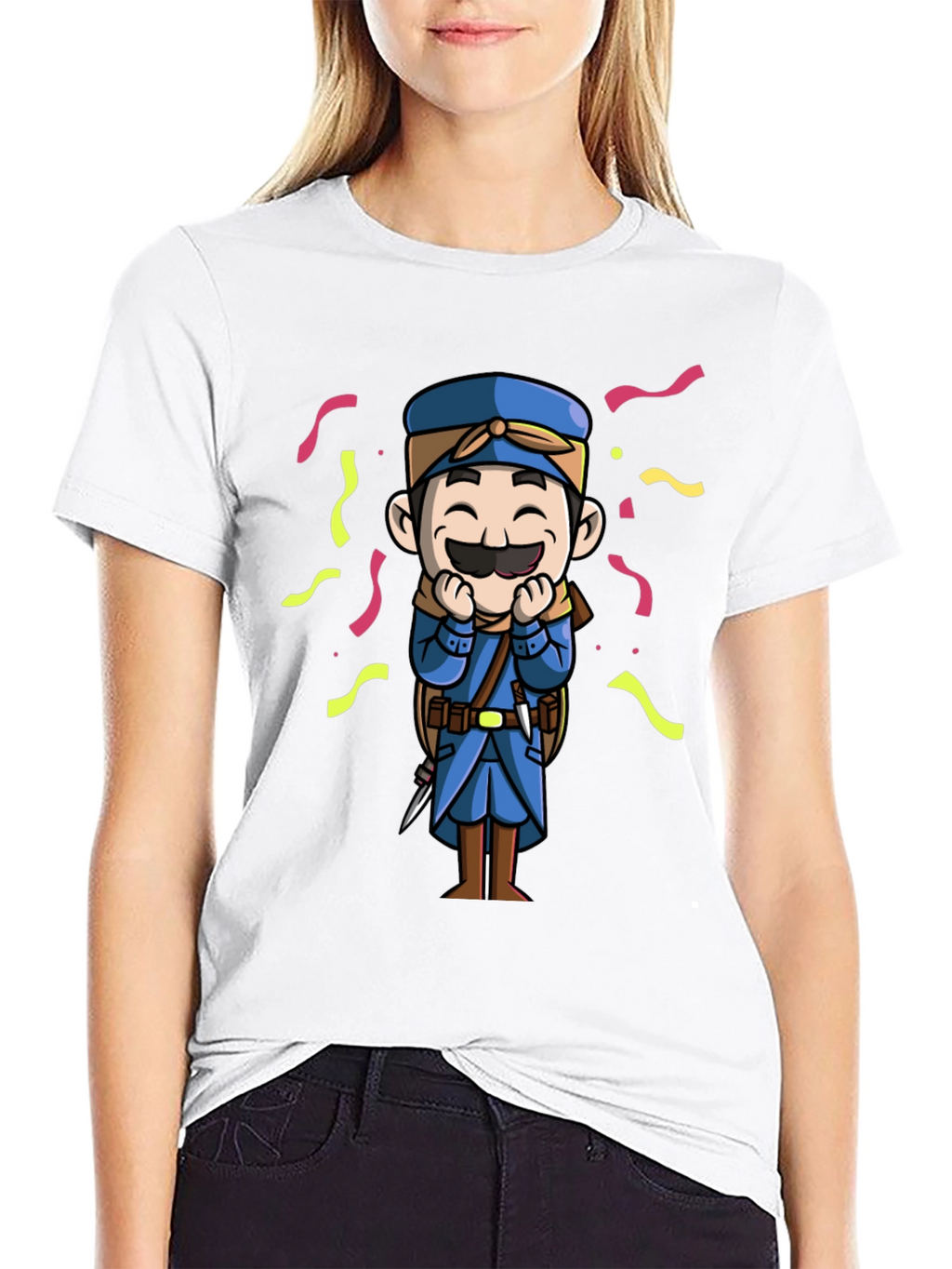Cartoon Character Graphic Tee - Black
