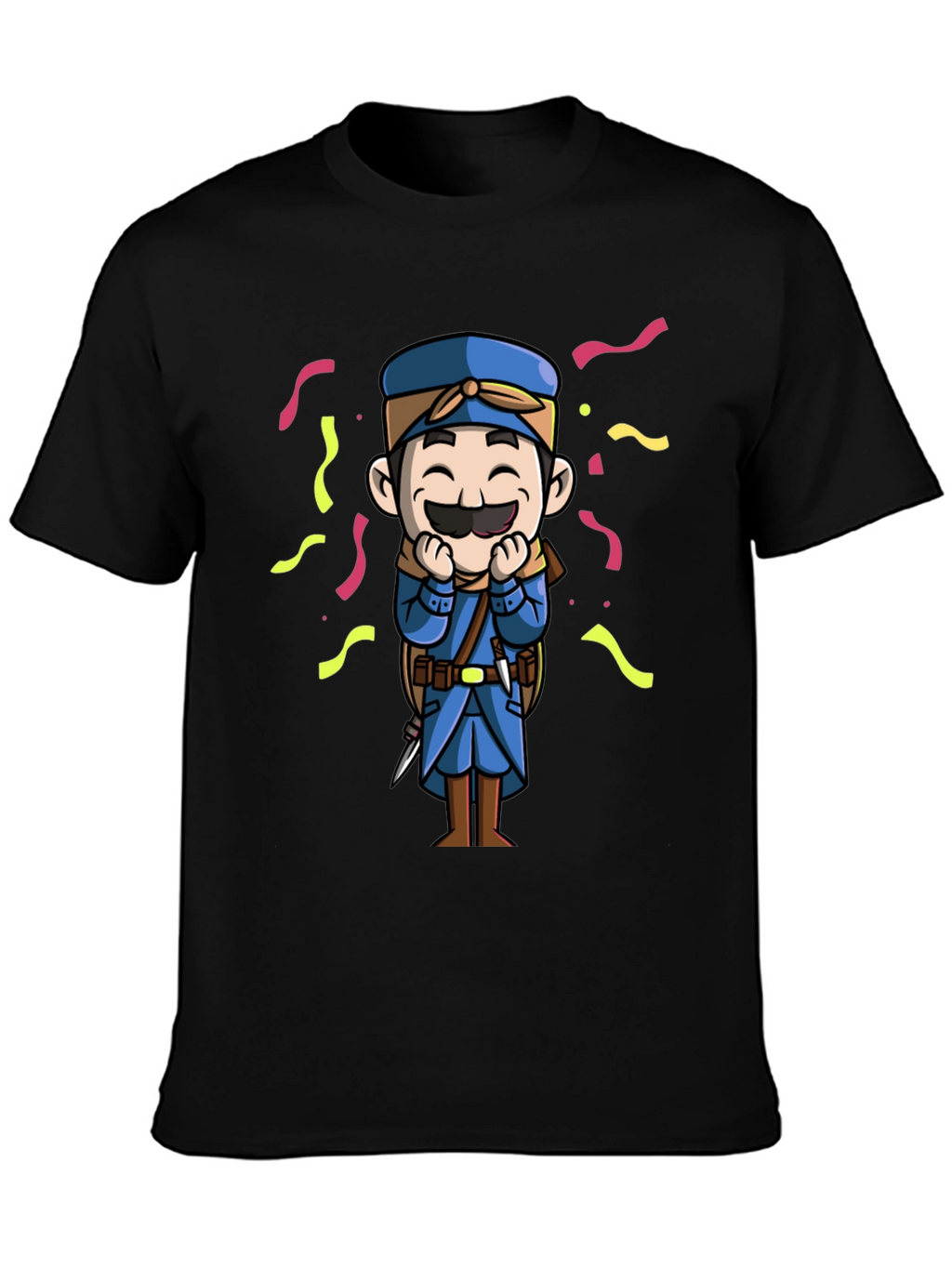 Cartoon Character Graphic Tee - Black