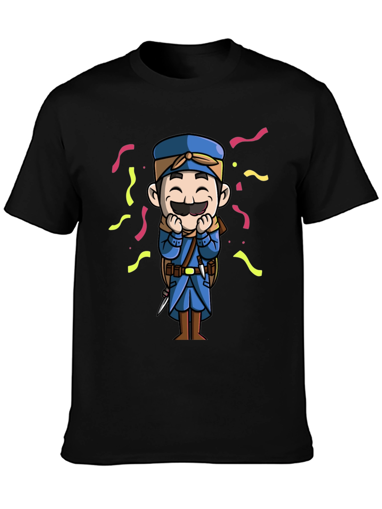 Cartoon Character Graphic Tee - Black