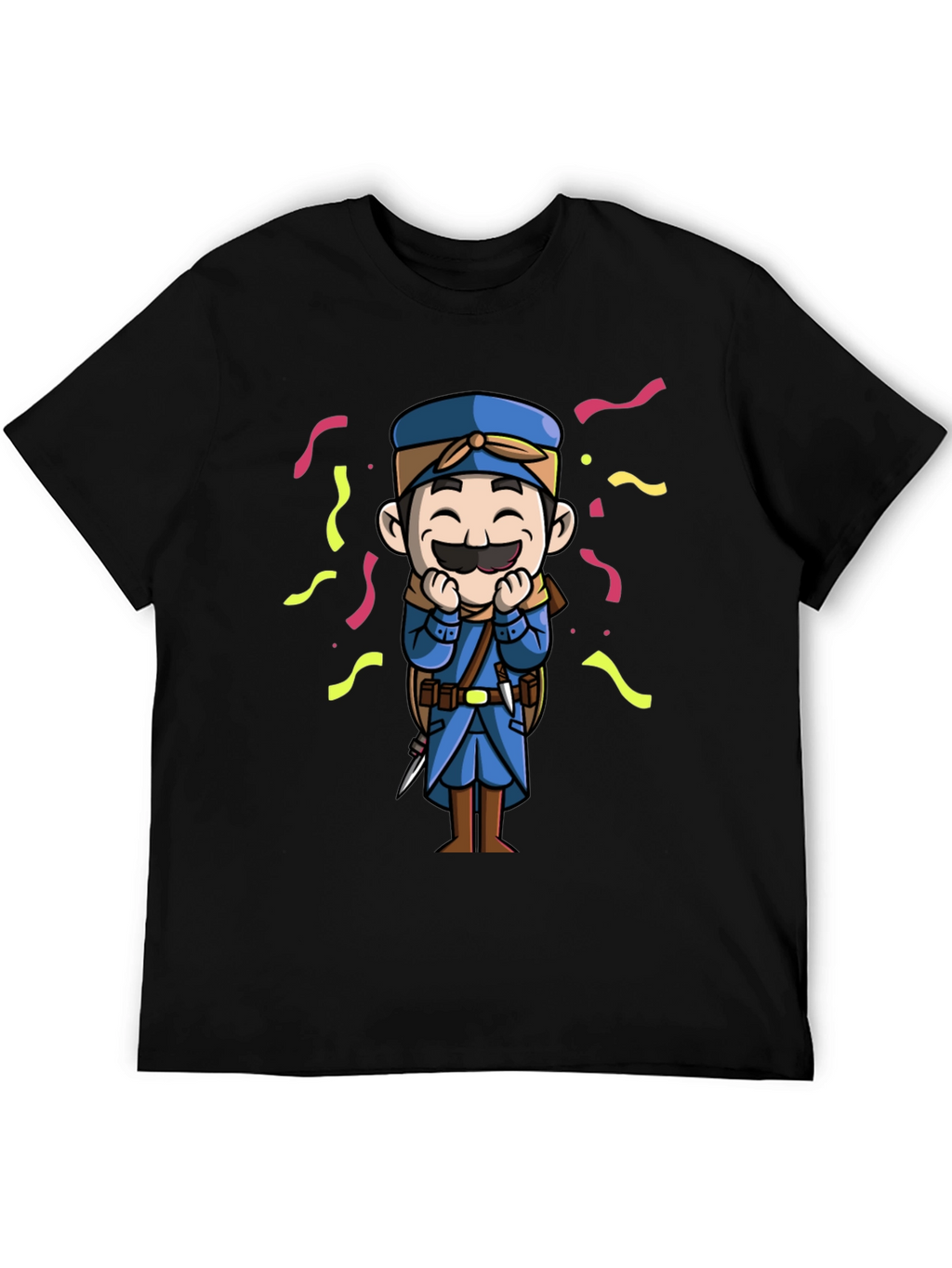 Cartoon Character Graphic Tee - Black