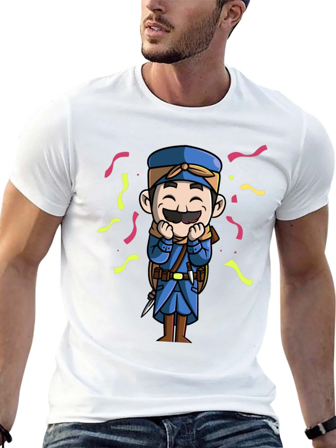 Cartoon Character Graphic Tee - Black