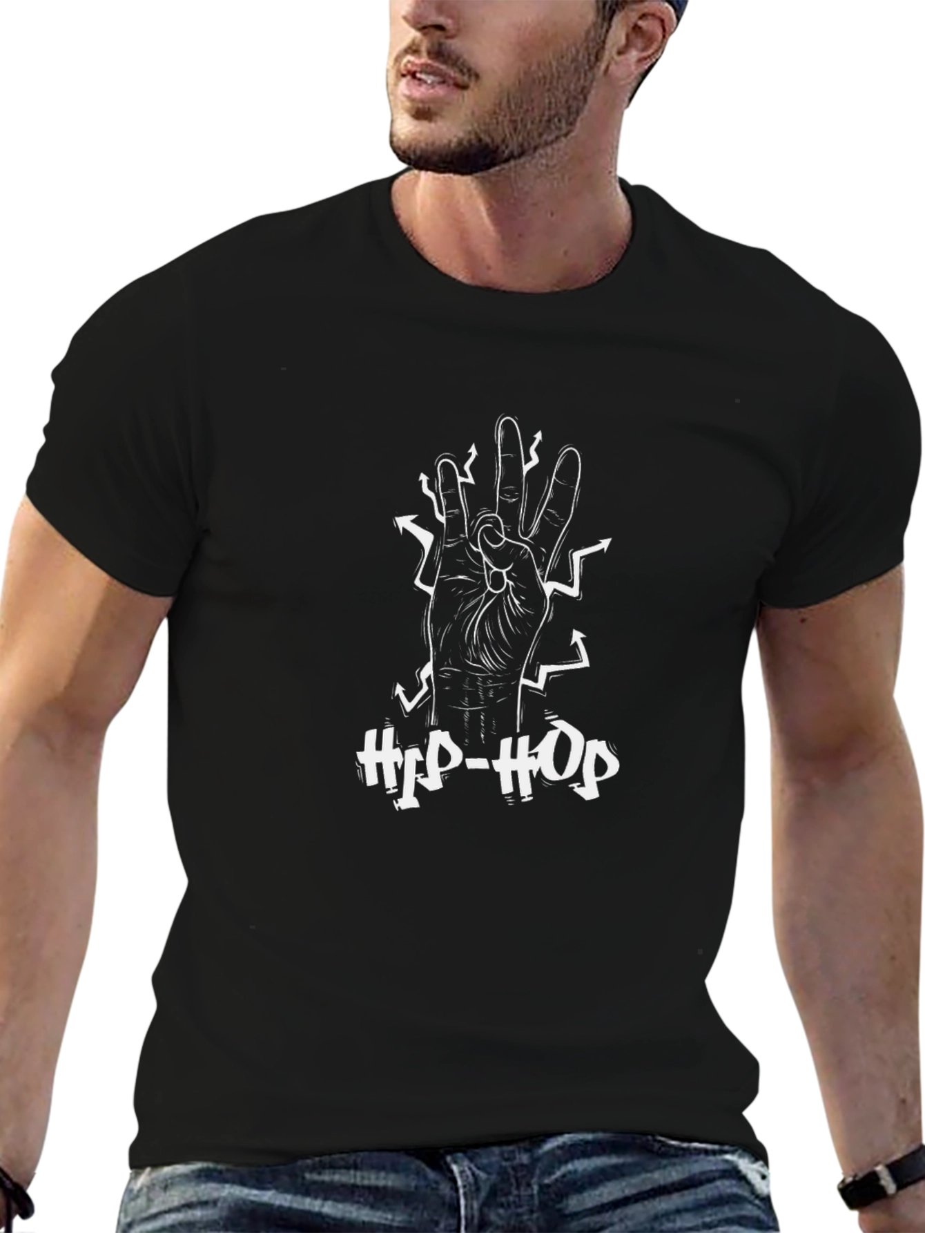 Hip-Hop Hand Gesture Graphic T-Shirt