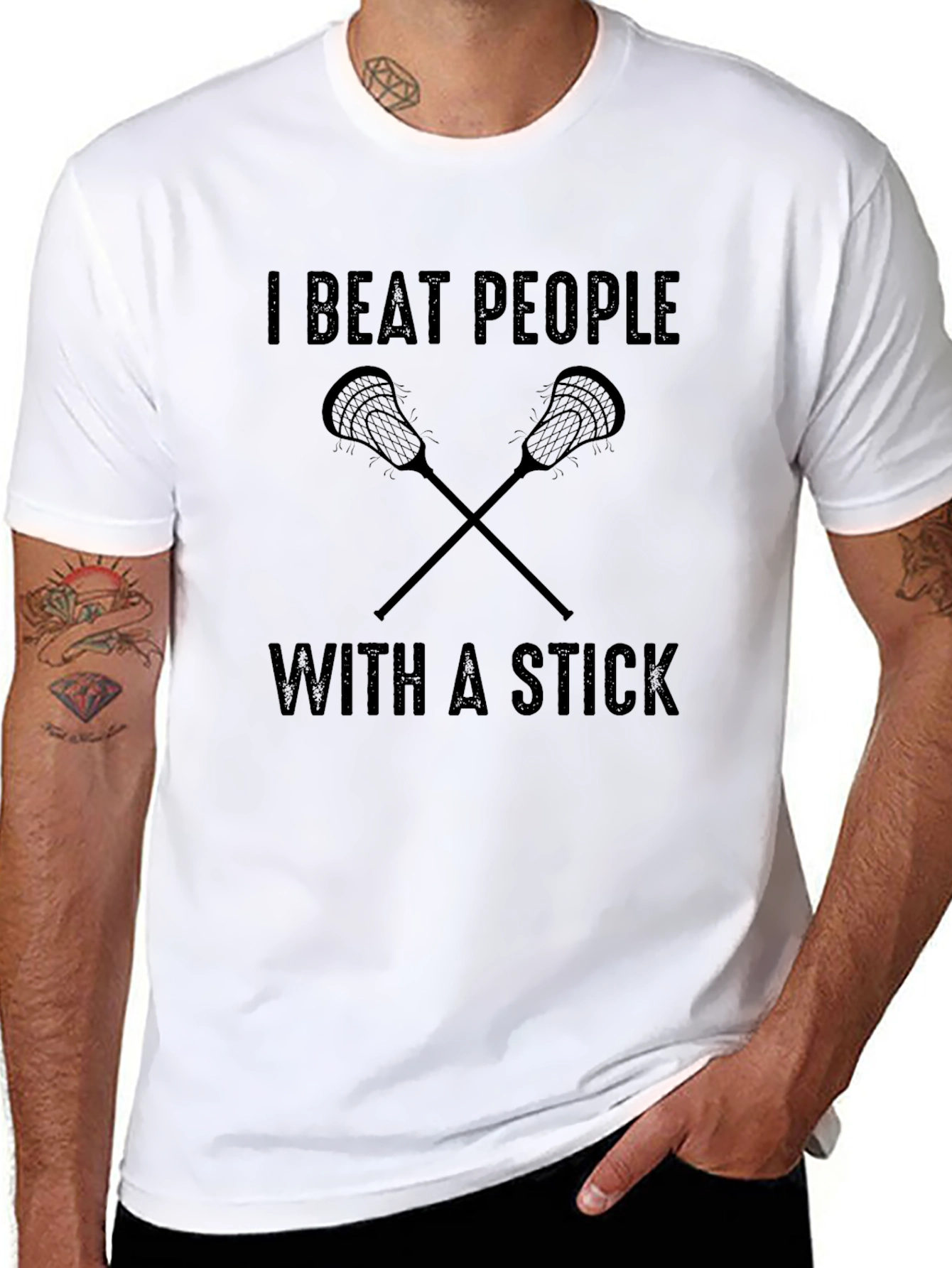 I Beat People With A Stick Lacrosse T-Shirt