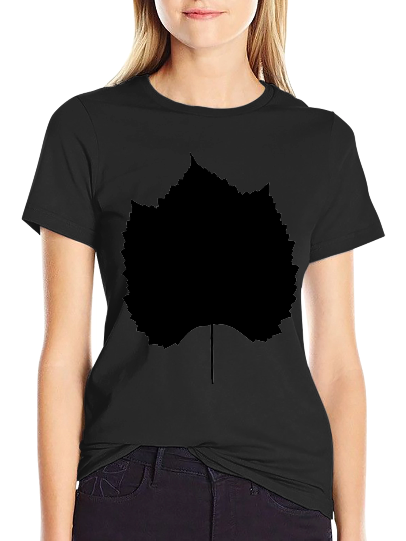Black Leaf Graphic T-Shirt - Stylish Casual Wear