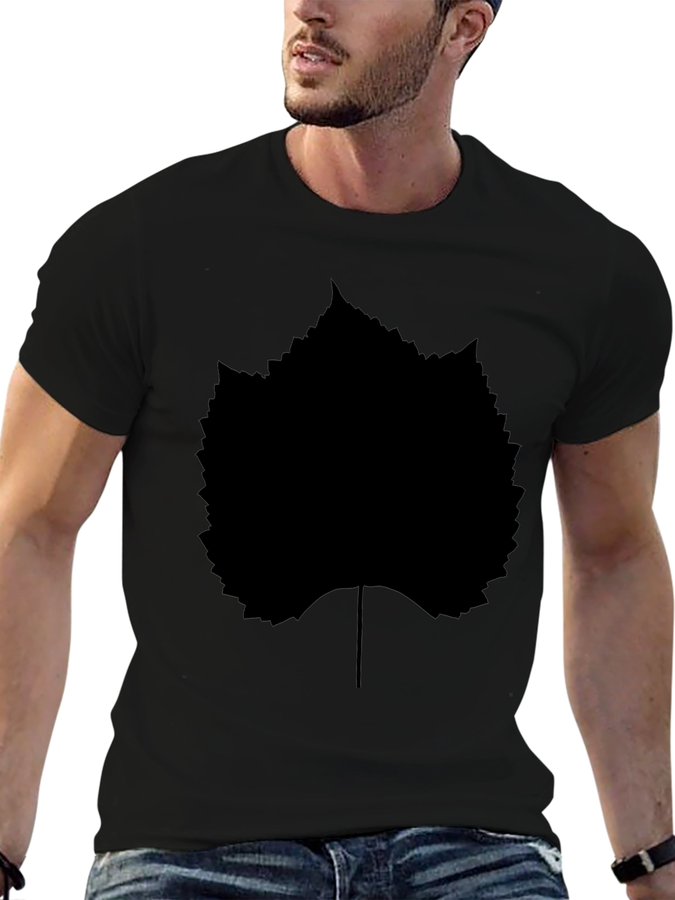 Black Leaf Graphic T-Shirt - Stylish Casual Wear