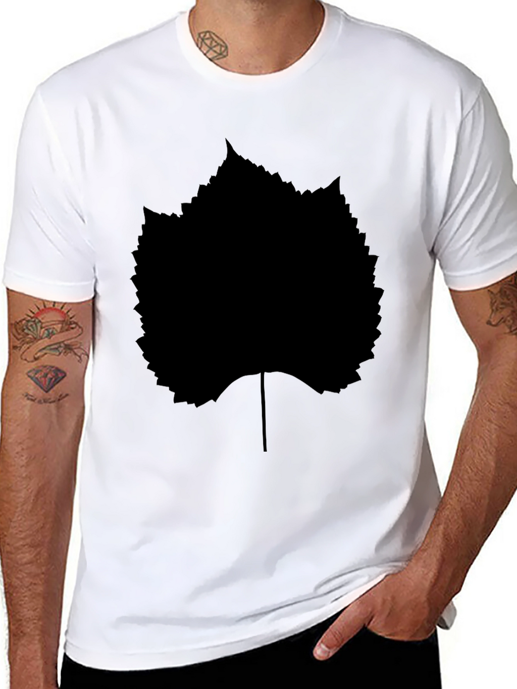 Black Leaf Graphic T-Shirt - Stylish Casual Wear