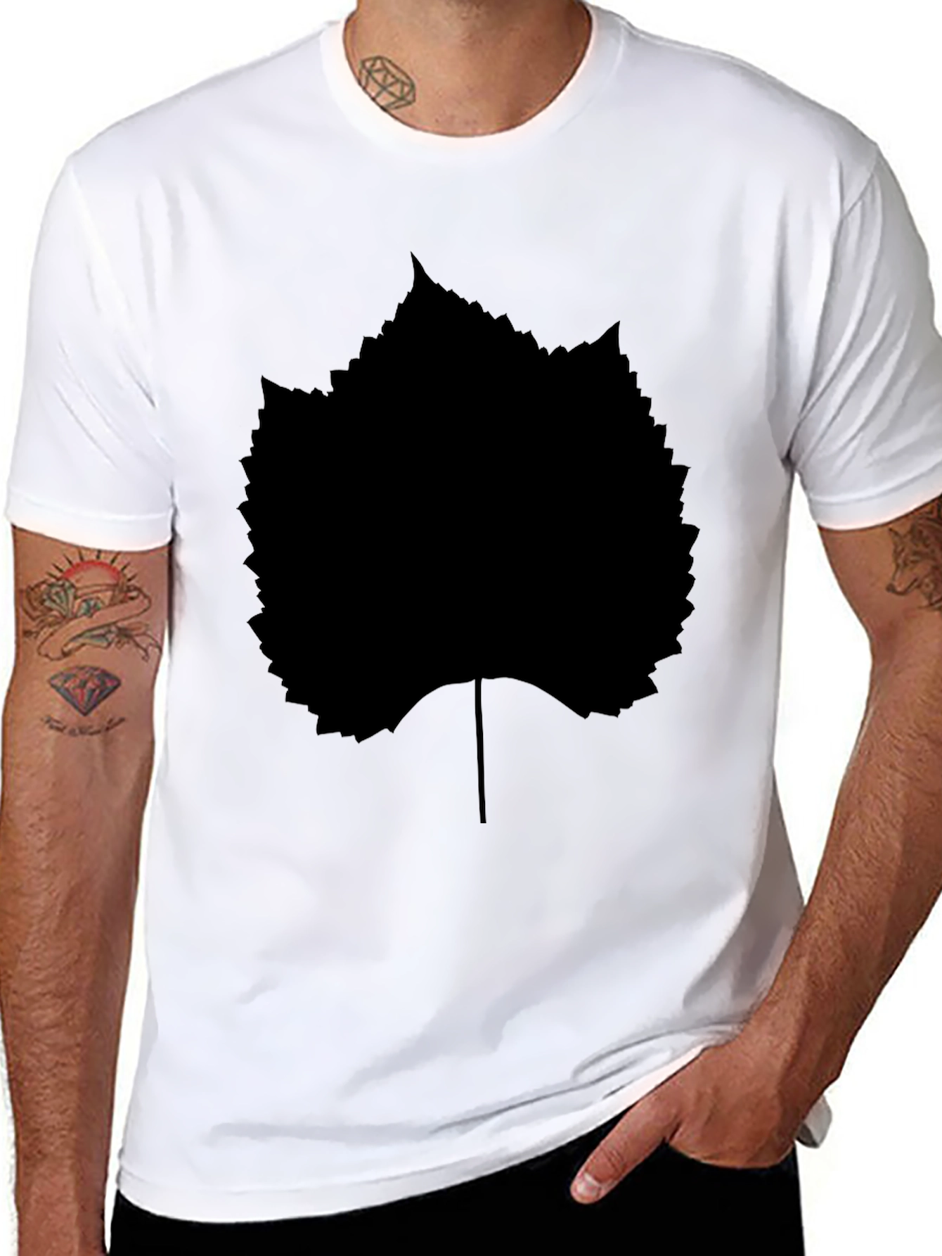 Black Leaf Graphic T-Shirt - Stylish Casual Wear