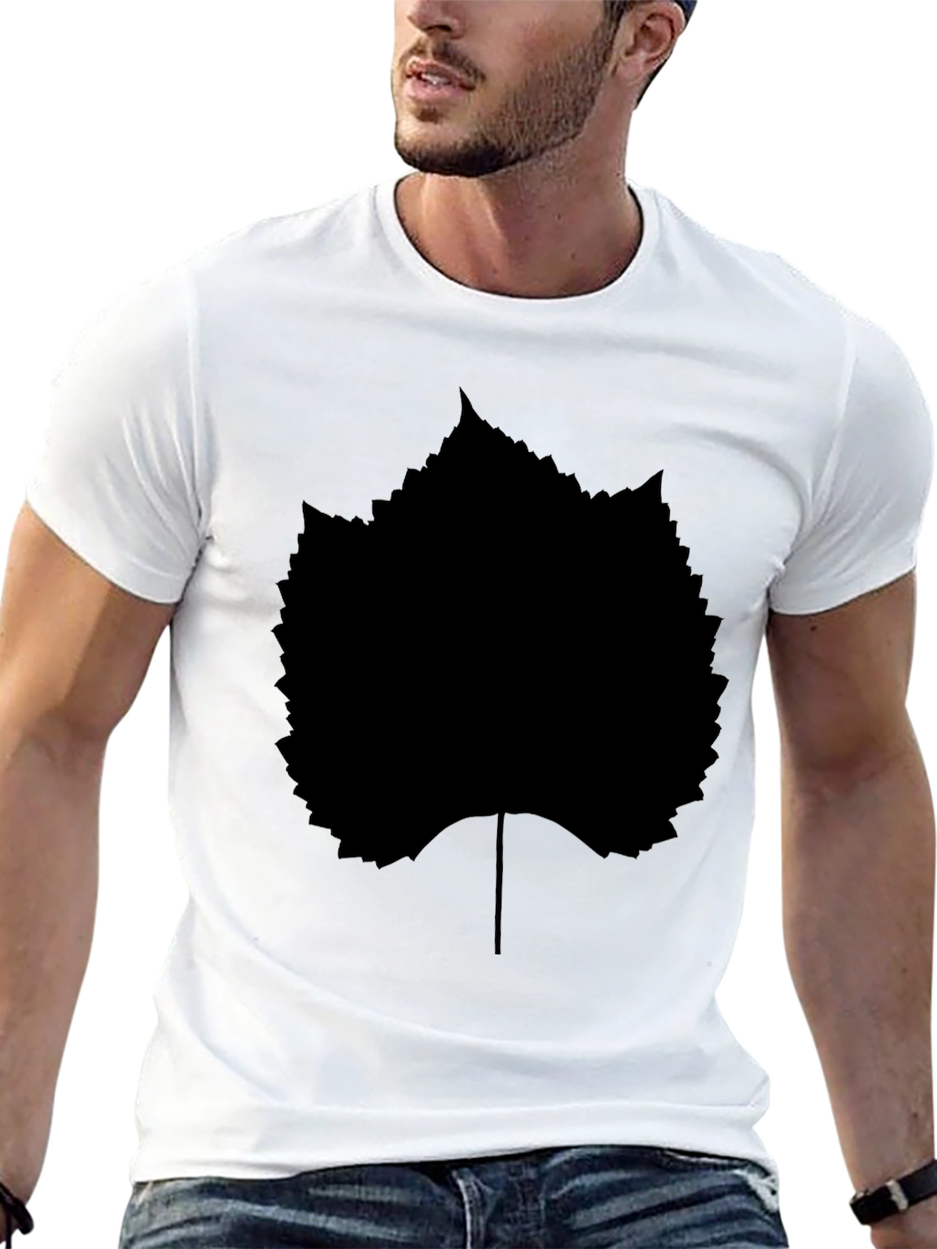 Black Leaf Graphic T-Shirt - Stylish Casual Wear