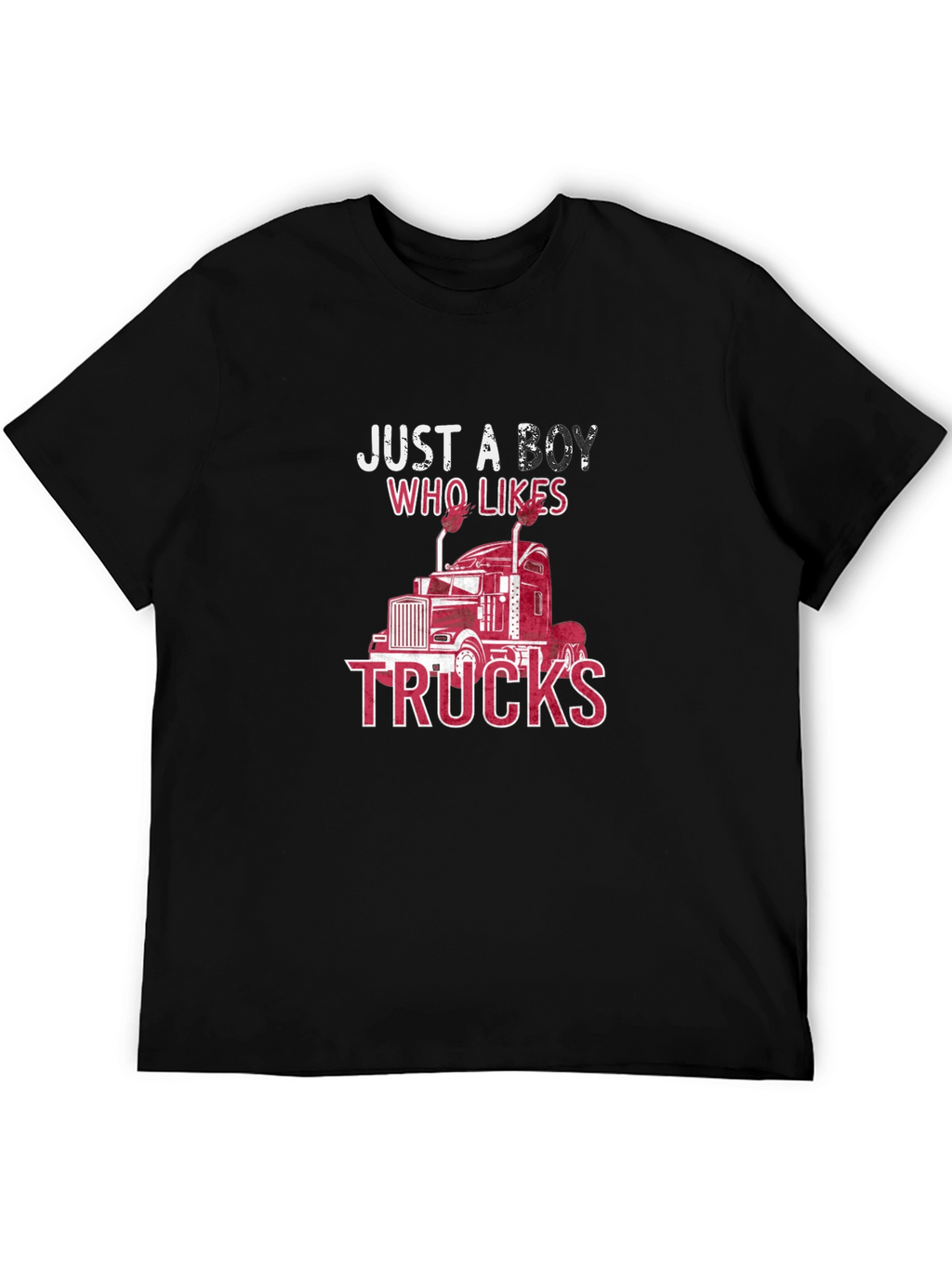Just a Boy Who Likes Trucks Black T-Shirt