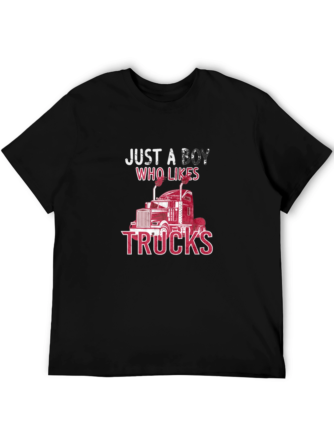 Just a Boy Who Likes Trucks Black T-Shirt