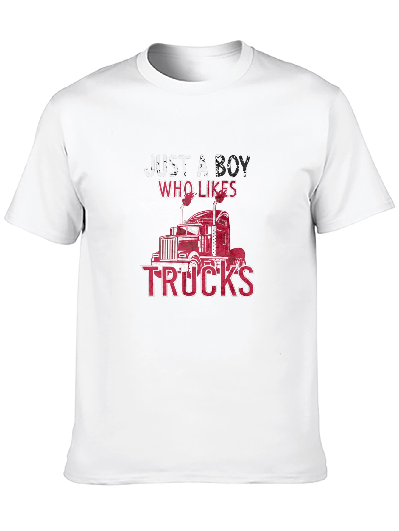 Just a Boy Who Likes Trucks Black T-Shirt