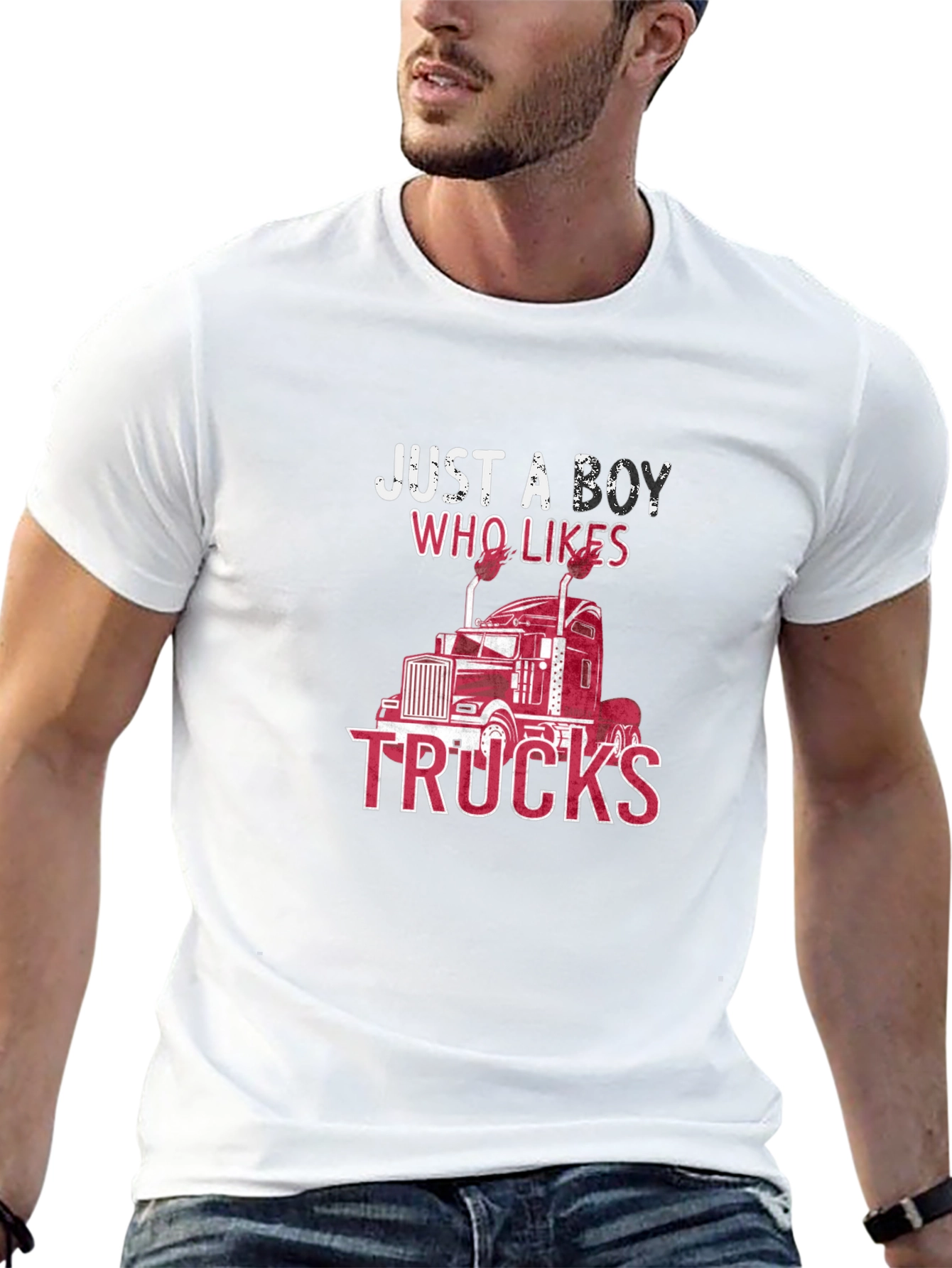 Just a Boy Who Likes Trucks Black T-Shirt