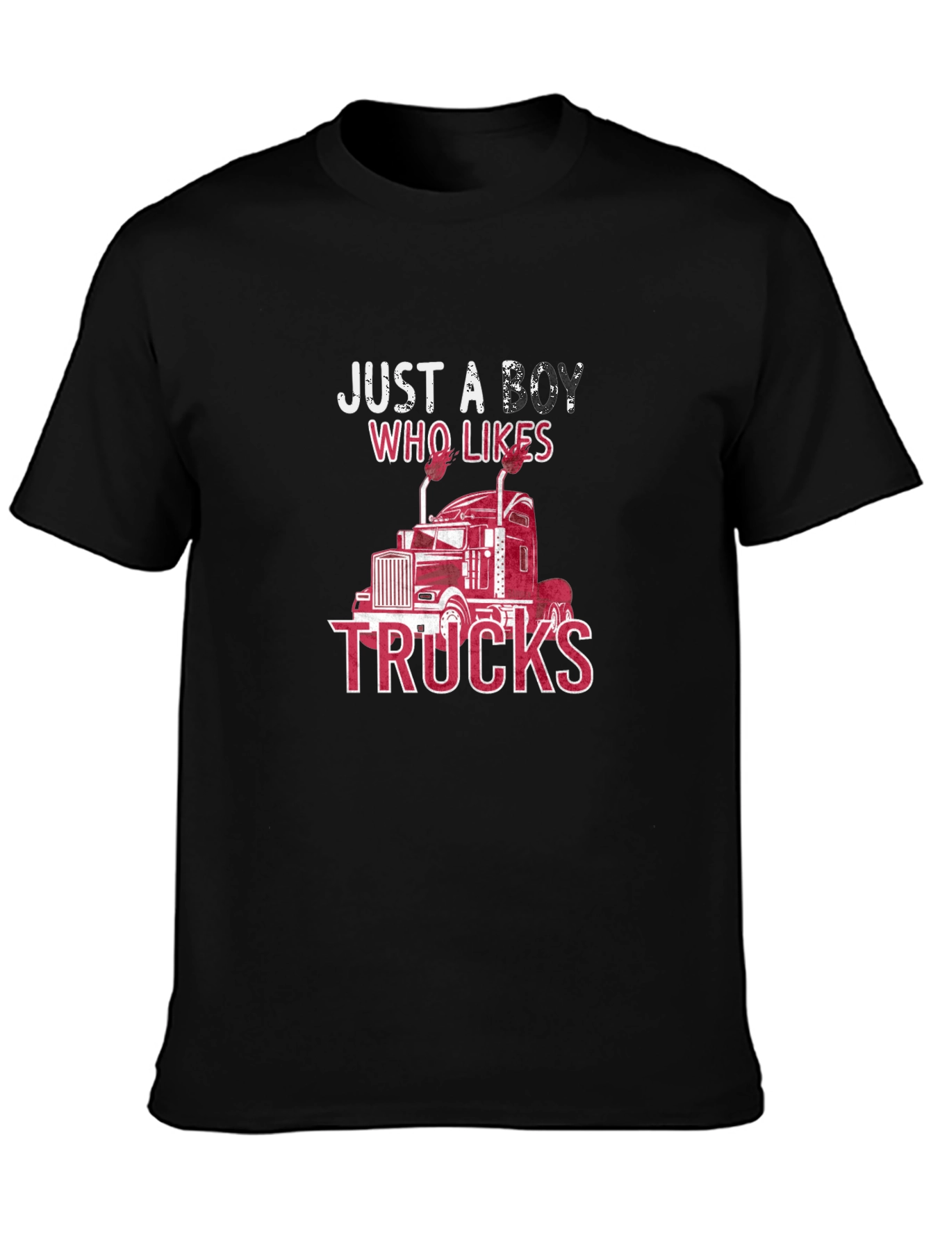 Just a Boy Who Likes Trucks Black T-Shirt