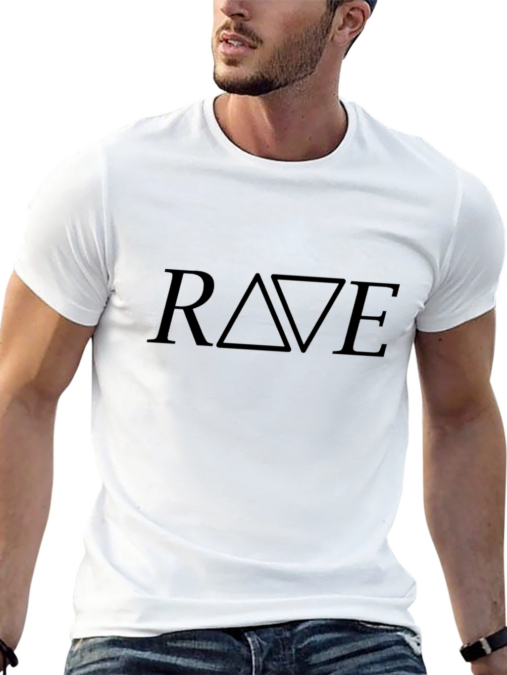 Mens Black RAVE Graphic Tee - Stylish & Trendy