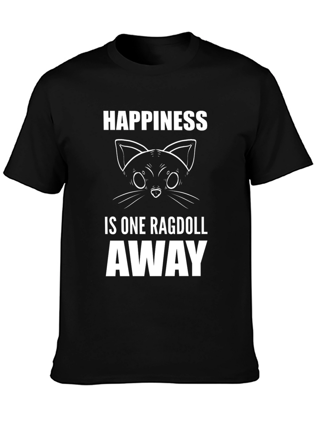 Happiness Ragdoll Cat T-Shirt Mens Black Graphic Tee
