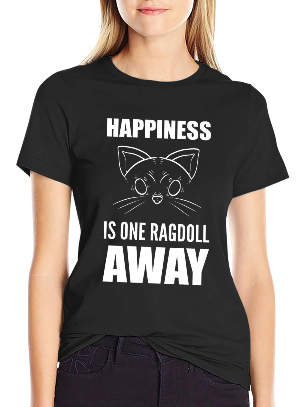 Happiness Ragdoll Cat T-Shirt Mens Black Graphic Tee