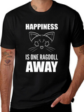 Happiness Ragdoll Cat T-Shirt Mens Black Graphic Tee