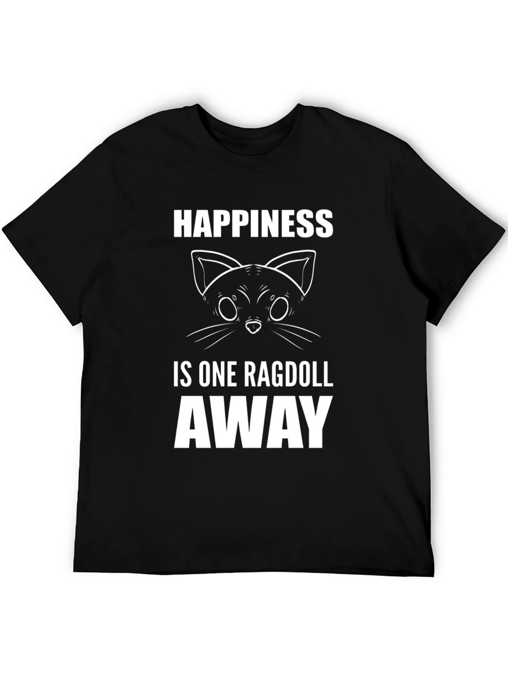 Happiness Ragdoll Cat T-Shirt Mens Black Graphic Tee
