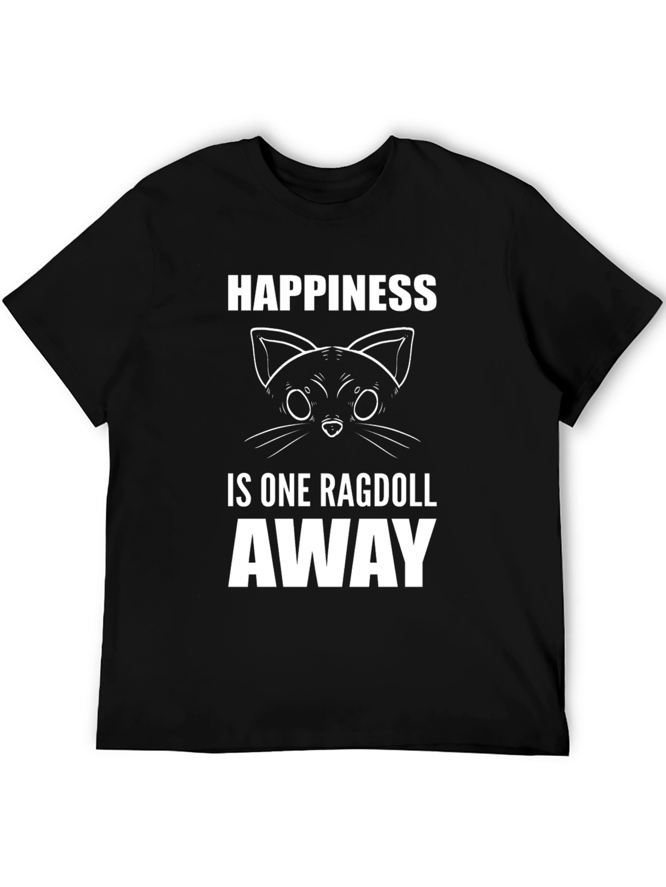 Happiness Ragdoll Cat T-Shirt Mens Black Graphic Tee